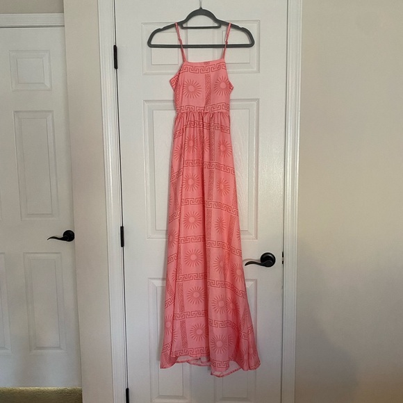 NWT Lucass Boutique Pink Peach Maxi Dress Adjustable Straps Size Small - Picture 2 of 8
